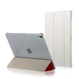 huismerk Zijde textuur horizontale Flip magnetische PU lederen case voor iPad Pro 11 inch (2018) met drie-opvouwbare houder & slaap/Wake-up functie (wit)