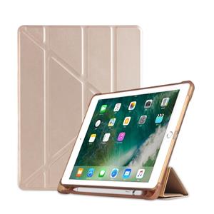 huismerk Multi-Folding shock proof TPU beschermhoes voor iPad 9 7 (2018)/9 7 (2017)/Air/air2 met houder & pen sleuf (goud)