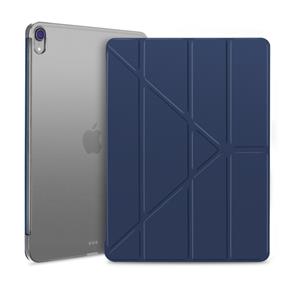 huismerk Multi-folding Shockproof TPU Protective Case for iPad Pro 12.9 inch (2018) with Holder & Sleep / Wake-up Function(Dark Blue)