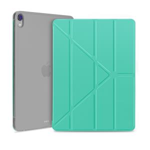 huismerk Multi-folding Shockproof TPU Protective Case for iPad Pro 12.9 inch (2018) with Holder & Sleep / Wake-up Function(Mint Green)