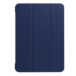 huismerk Voor iPad Pro 10.5 inch PU Litchi structuur 3-vouw Smart hoesje Clear Back Cover met houder(navy)