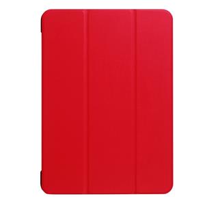 Huismerk Voor iPad Pro 10.5 inch PU Litchi structuur 3-vouw Smart hoesje Clear Back Cover met houder(rood)