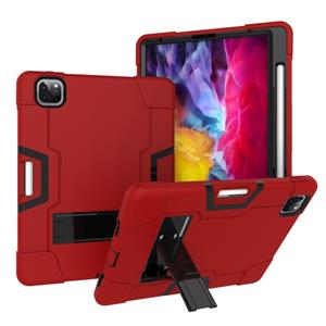 huismerk Voor iPad Pro 11 inch (2020) Contrast Kleur Robot Shockproof Silicon + PC Protective Case met Holder & Pen Slot(Rood + Zwart)