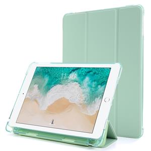 huismerk Voor iPad 9.7 (2018) & (2017) Airbag Horizontale Flip Lederen Kast met drievoudige houder & penhouder(MintGroen)