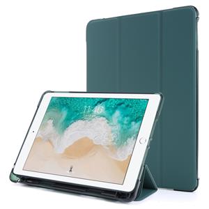 huismerk Voor iPad 9.7 (2018) & (2017) Airbag Horizontale Flip Lederen Kast met drievoudige houder & penhouder(Donkergroen)