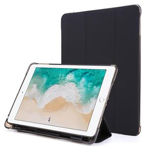 huismerk Voor iPad 9.7 (2018) & (2017) Airbag Horizontale Flip Lederen Kast met drievoudige houder & penhouder(zwart)