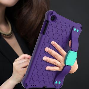 huismerk Voor iPad mini 5 / 4 / 3 / 2 /1 Honeycomb Design EVA + PC Four Corner Anti Falling Flat Protective Shell With Straps (Purple+Aqua)