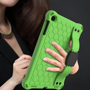 huismerk Voor iPad mini 5 / 4 / 3 / 2 /1 Honeycomb Design EVA + PC Four Corner Anti Falling Flat Protective Shell With Straps (Groen+Zwart)