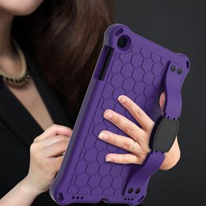 huismerk Voor iPad mini 5 / 4 / 3 / 2 /1 Honeycomb Design EVA + PC Four Corner Anti Falling Flat Protective Shell With Straps (Purple+Black)