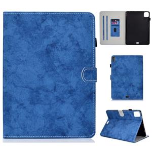 huismerk Voor iPad Pro 11 (2020) Naaidraad Horizontale Effen kleur platte leren behuizing met slaapfunctie & pencover & antistrip - kaartslot & houder(blauw)