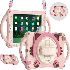 huismerk Schattige kat koning kinderen schokbestendige EVA beschermhoes met houder & schouderriem & handvat voor iPad mini 5/4/3/2/1