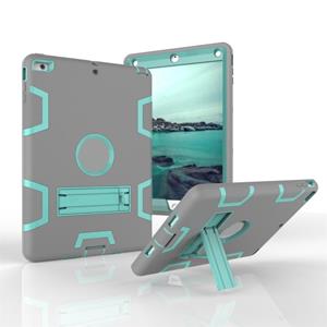 huismerk Voor iPad Air Shockproof PC + Siliconen beschermhoes met houder (Grijs Mint Groen)