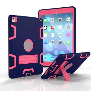 huismerk Voor iPad Pro 9 7 inch (2017) Shockproof PC + Siliconen beschermhoes met Holder (Navy Blue Rose)