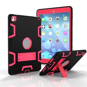 huismerk Voor iPad 9.7(2017) Shockproof PC + Siliconen beschermhoes met houder (Black Rose)