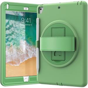 huismerk 360 graden rotatie PC + TPU beschermende hoes met houder & handriem & pensleuf voor Apple iPad Pro 9.7 (2016) (Matcha Green)