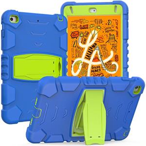 huismerk 3-laags bescherming scherm frame + pc + siliconen schokbestendige combinatie geval met houder voor iPad mini 5 / 4 (blauw + lime)