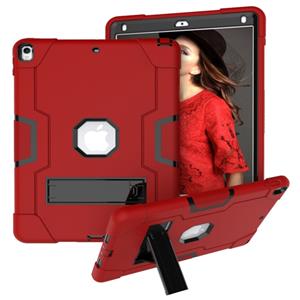 huismerk For iPad 10.5 Contrast Color Silicone + PC Combination Case with Holder(Red + Black)