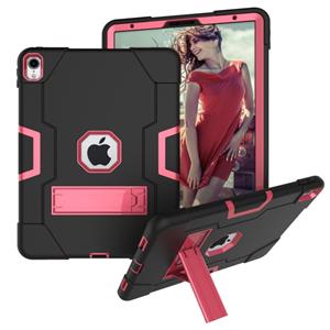 huismerk Voor iPad Pro 11 contrastkleur siliconen + pc-combinatiecase met houder (zwart + rose red)