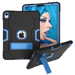 huismerk Voor iPad Pro 11 contrastkleur siliconen + pc-combinatiecase met houder (zwart + blauw)