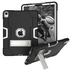 huismerk Voor iPad Pro 11 contrastkleur siliconen + pc-combinatiecase met houder (zwart + grijs)