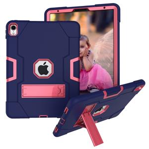 huismerk Voor iPad Pro 11 Contrast Color Silicone + PC Combination Case with Holder (Navy Blue + Rose Red)