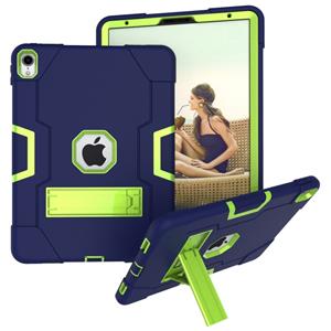 huismerk Voor iPad Pro 11 Contrast Color Silicone + PC Combination Case with Holder (Navy Blue +Olivine)