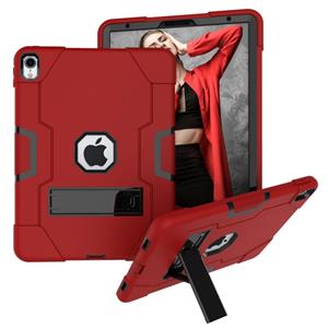 huismerk Voor iPad Pro 11 contrastkleur siliconen + pc-combinatiecase met houder (rood + zwart)