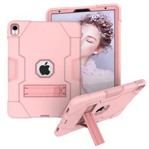 huismerk Voor iPad Pro 11 contrastkleur siliconen + pc-combinatiecase met houder (roségoud)