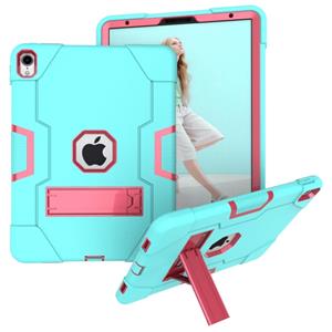 huismerk Voor iPad Pro 11 Contrast Color Silicone + PC Combination Case with Holder (Aqua + Rose Red)