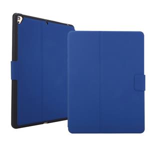 huismerk Voor iPad 9.7 (2018) / (2017) Elektrisch geperste textuur horizontale flip lederen behuizing met Houder & pen slot(Navy Blue)