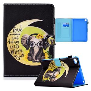 huismerk Gekleurde tekening horizontale flip lederen case met houder & kaartslots & slaap / Wake-up Functie Voor iPad mini 5 / 4 / 3 / 2 / 1 (Moon Baby Elephan