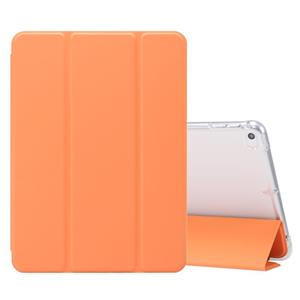 huismerk Voor iPad mini (2019) / mini 4 3-vouwend elektrisch geperste huidtextuur Horizontale flip schokbestendige transparante TPU + PU lederen hoes met houde