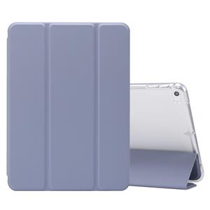 huismerk Voor iPad mini (2019) / mini 4 3-vouwend elektrisch geperste huidtextuur Horizontale flip schokbestendige transparante TPU + PU lederen hoes met houde