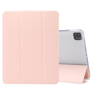 huismerk Voor iPad Pro 11 inch (2020) 3-vouwend elektrisch geperste huidtextuur horizontale flip schokbestendige transparante TPU + PU lederen hoes met houder