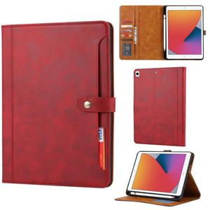 huismerk Kalfstextuur Dubbele vouwsluiting horizontale flip lederen kast met Photo Frame & Holder & Card Slots & Wallet Voor iPad Pro 10.5(Rood)