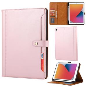 huismerk Kalfstextuur Dubbele vouwsluiting horizontale flip lederen kast met Photo Frame & Holder & Card Slots & Wallet Voor iPad Pro 10.5 (Rose Gold)