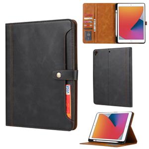 huismerk Kalfstextuur Double Fold Clasp Horizontale Flip Lederen kast met Photo Frame & Holder & Card Slots & Wallet Voor iPad 9.7 (2018/2017) / Air 2(Black)