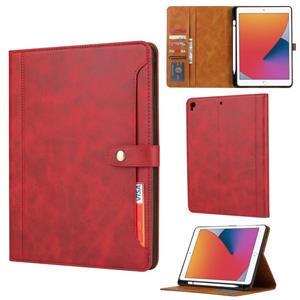 huismerk Kalfstextuur Double Fold Clasp Horizontale Flip Lederen kast met Photo Frame & Holder & Card Slots & Wallet Voor iPad 9.7 (2018/2017) / Air 2(Red)