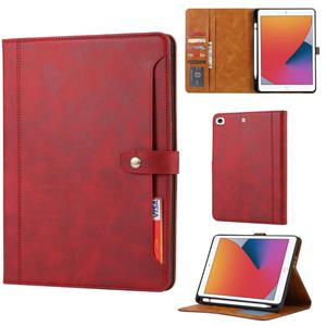 huismerk Kalfstextuur Dubbele vouwsluiting Horizontale Flip Lederen kast met Photo Frame & Holder & Card Slots & Wallet Voor iPad mini 5 / mini 4 / mini 3(Rood