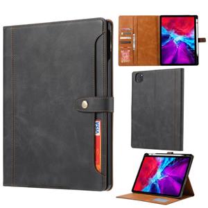 huismerk Kalfstextuur Dubbele vouwsluiting horizontale flip lederen kast met Photo Frame & Holder & Card Slots & Wallet Voor iPad Pro 11 inch (2020)(Zwart)