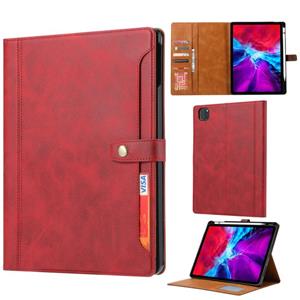 huismerk Kalfstextuur Dubbele vouwsluiting horizontale flip lederen kast met Photo Frame & Holder & Card Slots & Wallet Voor iPad Pro 11 inch (2020)(Rood)