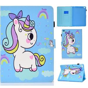 huismerk Geschilderd patroon TPU horizontale flip lederen beschermhoes voor iPad Air / Air2 / 9.7 (2017 2018)(Rainbow Unicorn)