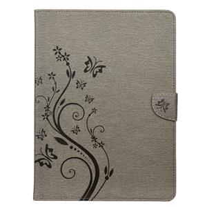 huismerk Voor iPad Pro 11 (2020) Butterfly Flower Embossing Pattern Horizontale Flip Lederen Case met Holder & Card Slots & Wallet(Grijs)