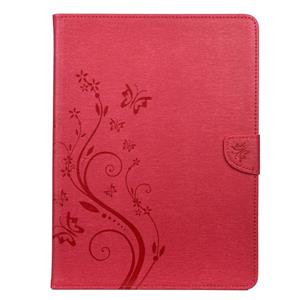 huismerk Voor iPad Pro 11 (2020) Butterfly Flower Embossing Pattern Horizontale Flip Lederen Case met Holder & Card Slots & Wallet(Magenta)