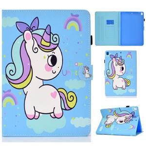 huismerk Geschilderd patroon TPU horizontale flip lederen beschermhoes voor iPad Pro 10.5 (2017) / Lucht (2019) (Rainbow Unicorn)