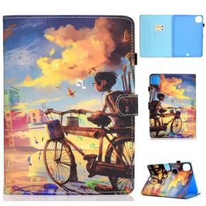 huismerk Voor iPad Pro 11 2020 Naaidraad TPU Linker en rechter platte lederen case met slaapfunctie & kaartsleuf & buckle antislipstrip en penhoes(Cycling Boy)