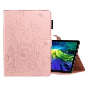 huismerk Voor iPad Pro 11 (2020) Vlinders Embossing Patroon Horizontale Flip Lederen Hoes met Houder & Card Slot(Rose Gold)