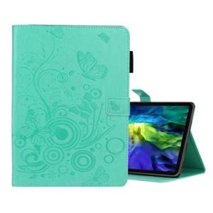 huismerk Voor iPad Pro 11 (2020) Vlinders Embossing Patroon Horizontale Flip Lederen Hoes met Houder & Card Slot(Groen)