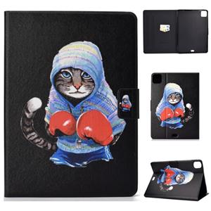 huismerk Voor iPad Pro 11 2020 Elektrisch geperst TPU Links en Rechts Open Flat Leather Case met Slaapfunctie & Card Buckle Anti-slip Strip (Boxing Cat)