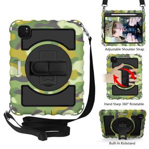 huismerk Voor iPad Pro 11 (2020) PC + Siliconen Schokbestendige combinatiecase met 360 graden roterende houder & handgreep(Camouflage)